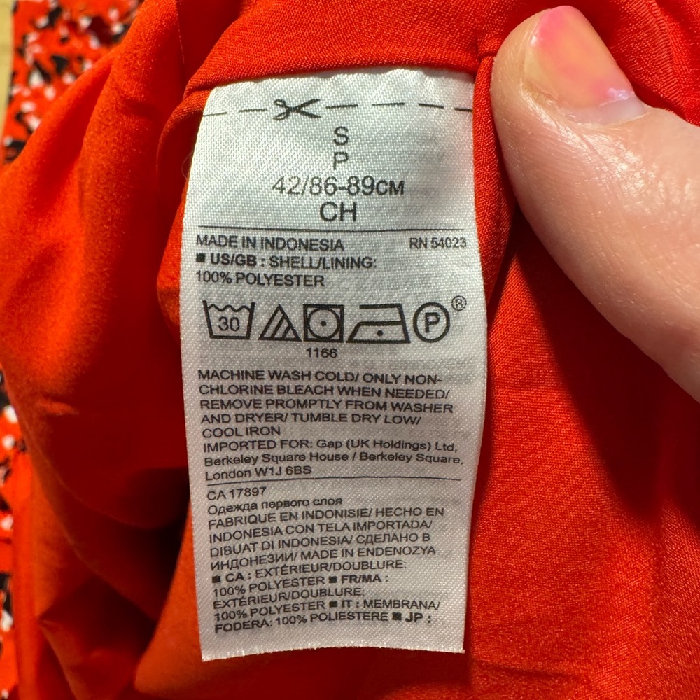 Banana Republic Red Floral Sleeveless Dress Size Small Lined Elastic Waist Midi - Picture 4 of 4